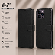 Premium Leather Wallet Case for iPhone X to iPhone 17 Pro Max | Card Holder Flip Cover