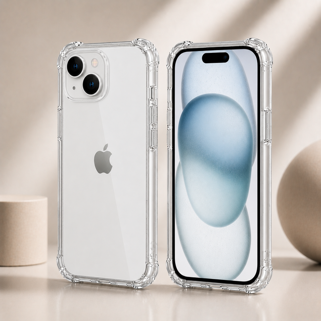 iPhone 15 Series Air Cushion Shockproof Case – Transparent Protective Cover for iPhone 15/ 15 Plus / 15 Pro / 15 Pro Max
