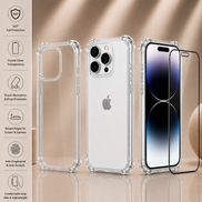 Transparent Air Cushion Case with 9H Screen Protector for iPhone X to 17 Pro Max