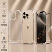 Premium Silicone Case + 9H Tempered Glass Screen Protector for iPhone X–17 Series